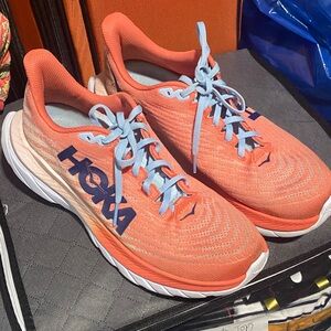 Hoka Women's Coral and Blue Athletic Shoes